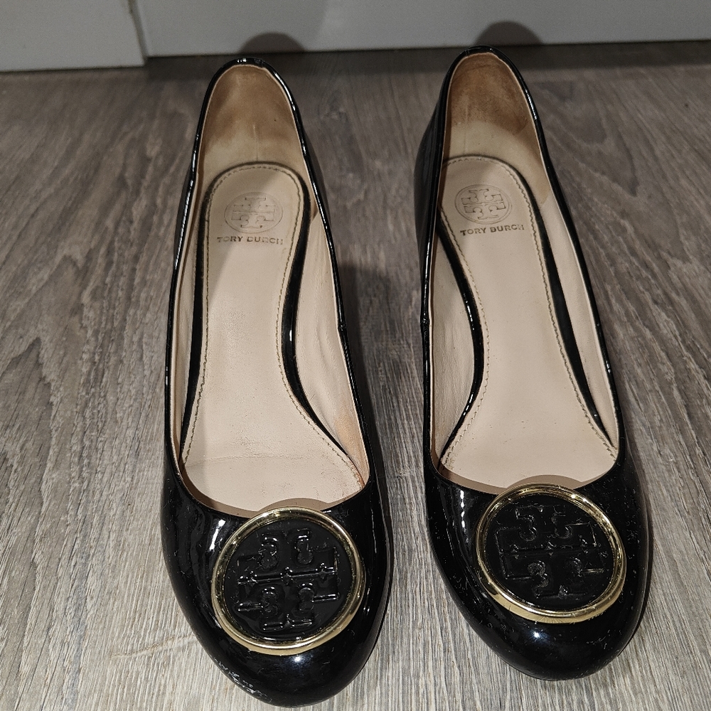 7.5  Tory Burch Black Twiggie 65mm Wedge